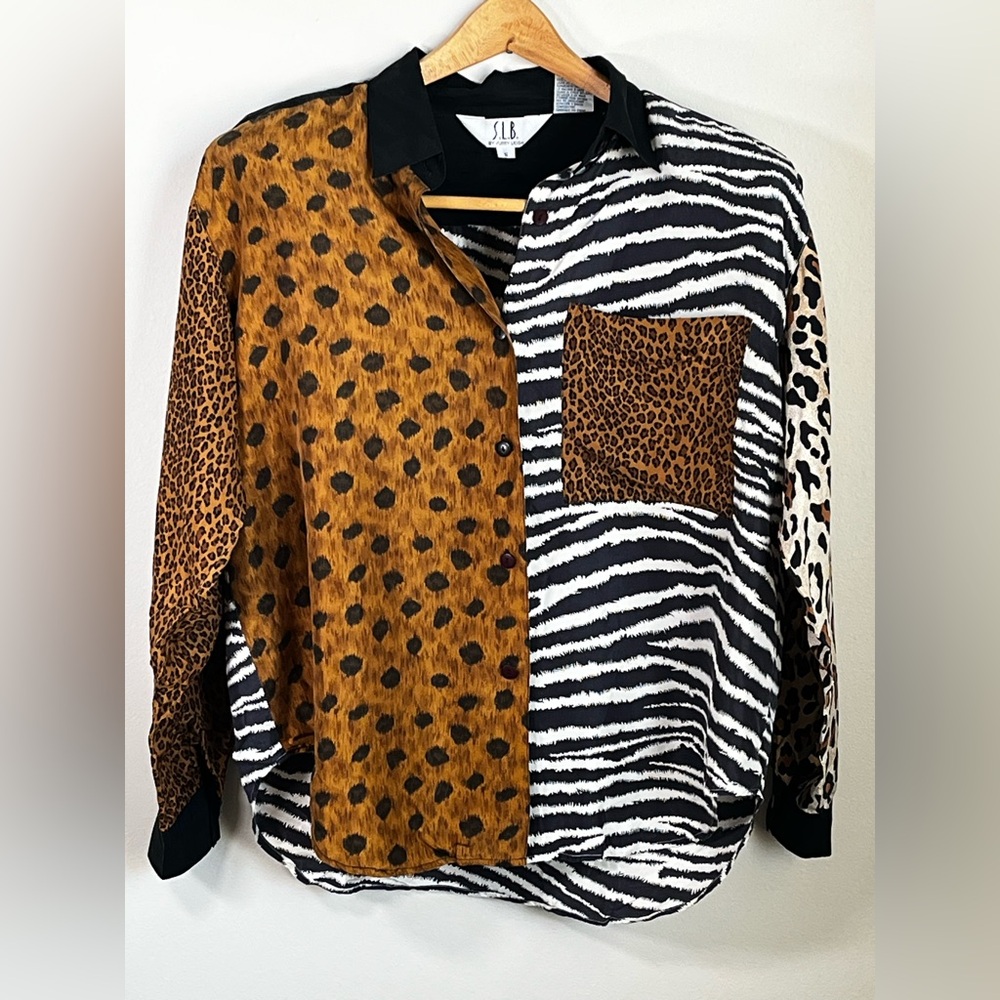Vtg Silk Top Long Sleeve Sz S